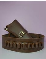 Cowboy Gun Holster Belt Brown Genuine Leather Pistol & Revolver Gun Ammo Belt
