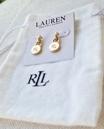 Lauren Ralph Lauren Gold-tone Padlock Earrings New With Pouch Bag