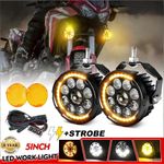 2X LED Spot Light auxiliary Motorcycle Headlight Fog Lamp For Honda Africa Twin