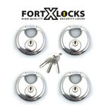 70MM STAINLESS STEEL H/DUTY WEATHERPROOF DISC PADLOCK * KEYED ALIKE * X 4/8 KEYS