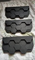 3 Black Wood Hex Display Shelf Stands, For Doctor Who Figurines Eaglemoss