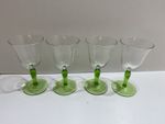 4 Vintage Luminarc Green Stem Port Glasses Sherry Cordial Small Dessert Wine
