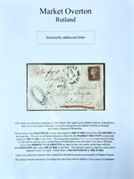 1842 QV 1d Red imperforate 4 Margin Grantham MX Mis-Sent Cover Rutland/Salop