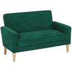 HOMCOM 2 Seater Sofa, Velvet-Feel Upholstered Loveseat for Small Space, Green