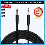 3.5mm AUX Audio Cable Male to Male Stereo Lead Car PC Headphones 2M-5M