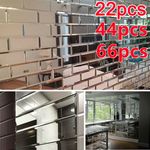 22/44/66Pcs Clear Mirror Brick Glass Tile Bevelled Wall Decal Mosaic Tiles Decor