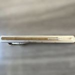 Authentic BURBERRY Tie Clip Bar Silver Gold Two-Tone Logo Mens Access