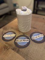 Blue Moon Round Beer Mats Pack 100 Count, New Sealed