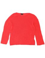 Massimo Dutti Womens Boat Neck Jumper Sweater UK 14 Large Red Linen PG07
