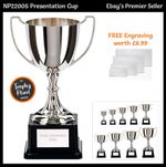 NICKEL PLATED CAST METAL CUP - Presentation Silver Trophy Award, FREE ENGRAVING