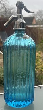 KJS3374 Antique Copper Blue Glass Siphon Hooper & Struve Chemist London Brighton