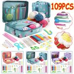 109PCS Crochet Hook Set 5 Rolls Yarn Knitting Needles Kit for Starters beginners