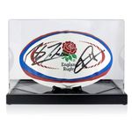 Martin Johnson And Jonny Wilkinson Signed England Rugby Ball. Display Case