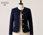 Gucci Uniform Jacket Navy Gold Button Blazer Women Medium Made Bulgaria
