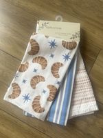 Aphorism - NEW - 3 x super cute croissant kitchen tea towels