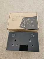 Livolo Black Glass Touch Wall Socket Double UK Plug Crystal Panel Smart Home