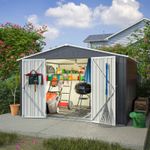 Garden Shed 10X8FT Metal Apex Roof With Free Foundation Base Storage House Anthr