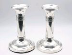 Antique 1911 English Sterling Silver Corinthian candlesticks pair Henry Matthews