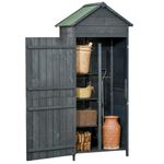 Wooden Garden Shed Outdoor Storage Cabinet Shelves Utility Tool Cupboard Grey