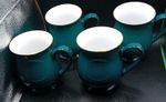 DENBY ENGLAND STONEWARE GREENWICH GREEN 4 CRAFTSMAN MUGS NEW 