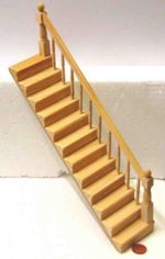 Dolls House Wooden Staircase Right Bannister Natural Finish 1:12 Scale tumdee