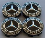 4x MERCEDES BENZ GENUINE BLACK 6 CLIP ALLOY WHEEL CENTER CAPS 75MM A171400012