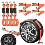 4PCS Car Trailer Over Wheel Ratchet Strap Recovery Lashing Tie Down Gripper 5TON