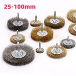 25-100mm Rotary Brass Stainless Steel Flat Wire Brush Wheel 6mm Shank for Drill