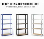 5 Tier Racking Shelf Heavy Duty Garage Shelving Storage Shelves Unit 180x90x40cm