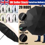 20 Rods Automatic Large Extra Strength Foldable Men & Women Umbrella Compact UK