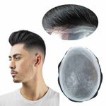 Mens Toupee Human Hair Replacement System V-loop Thin Skin 03-04 Natural Pieces