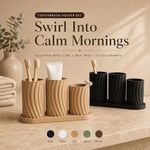 Toothbrush Holder Set with Drip Tray 3 Wave Cups Bathroom Organizer