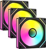 3 Pack PC Case Cooling Fan Set 4-Pin PWM 120mm ARGB Addressable RGB LED Hub UK