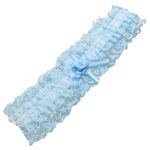 Wedding Day Garter Blue Lace with Blue Rose Bow
