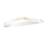 Mum To Be Sash White & Gold Satin Baby Shower Mummy To Be New Mum