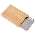 Bamboo Wood Chopping Board Sliding Stainless Steel Tray Kitchen Chopping Slicing