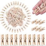 100 Mini Natural Wooden Pegs Cloth Crafts Cards Hanging Photo Clips Decor 25mm