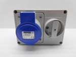 GEWISS GW66015 32 AMP 240 VOLT 3 PIN BLUE IP44 INTERLOCKED SWITCHED SOCKET 