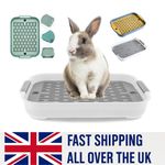 Large Rabbit Litter Tray, Convenient Rabbit Litter Box with Grid Pet Toilet