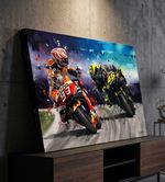 Valentino Rossi & Marc Marquez prints on Canvas or silk paper by Greg Tillett