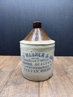 Otto Wagner & Bro Liquor Dealers Tiffin Ohio Stoneware Jug