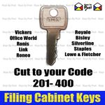 Filing Cabinet Key Cut to Code 201-400 Fits Triumph, Bisley Vickers Ronis L&F
