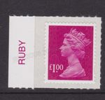GB SG U2912 MNH MACHIN DEFINITIVE £1 MAGENTA MAIL NO SOURCE CODE 2009 COLOUR TAB