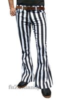 Mens STRIPED RETRO FLARES White Black Bell Bottoms Hippie vtg PantsTrousers 60s