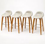 HAY About A Stool AAS 33 Set of 4 Bar Stools Off-White Wood Legs Footrest