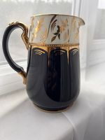 Decorative Blue cream & Gold Ceramic Earthenware Jug Pitcher Vintage Collectable