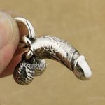 Phallus Phallic Pendant 925 Sterling Silver Mens Biker Punk Style TA20C JP KZ