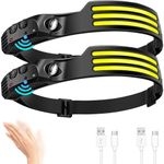 2X LED Super Bright Head Torch Powerful COB HeadLamp USB Rechargeable Waterproof