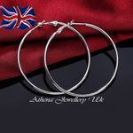 925 Sterling Silver 5cm 6cm 7cm 8cm 9cm  10cm Large Hoop Earrings  UK SELLER
