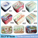 Metal Tin Box With Lid Cartoon Small Suitcase Glass Bead Storage Box 10.5*8*6cm